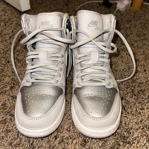 grey and silver air jordan’s